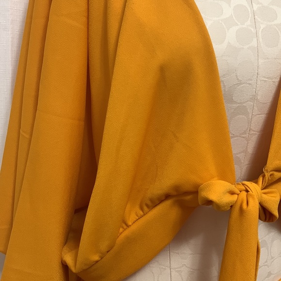 PrettyLittleThing NWT PLUS Dark Mustard Crepe Batwing Cut Out Jumpsuit US 20 - Picture 2 of 4